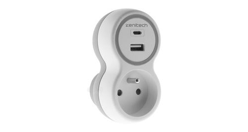 Non Communiqué Blanc/Gris Prise 16A Et Deux Chargeurs Usb A+C ( Et Gris) - Zenitech