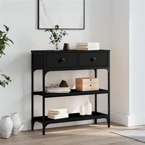 vidaXL Table console noir 72,5x25x75 cm bois d'ingénierie