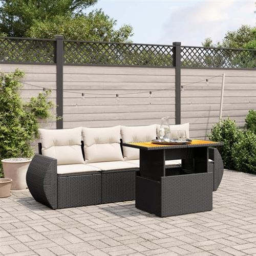 Vidaxl Noir Salon De Jardin 5 Pcs - Image 2