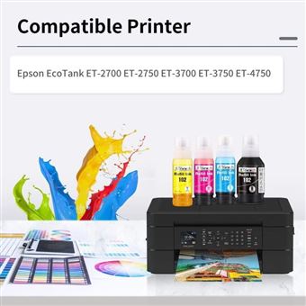 1 Recharges 102 Compatible pour imprimantes Epson Ecotank - Noir