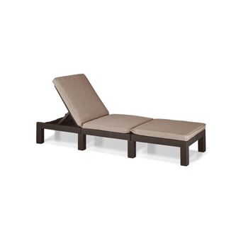 Bain de soleil en imitation resine tressee ALLIBERT avec coussins - 4 positions - Daytona - Marron - 1