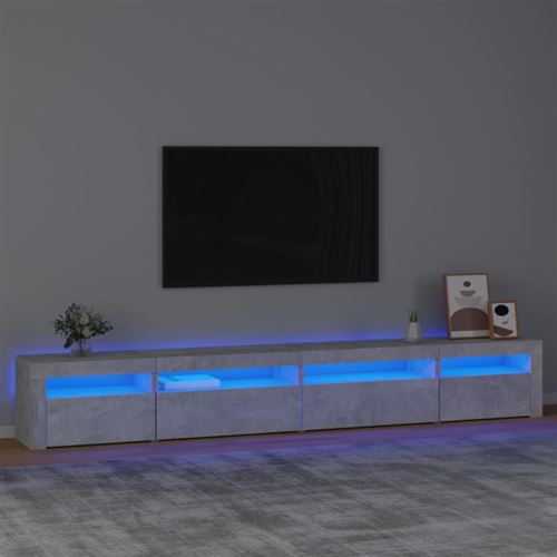 vidaXL Meuble TV avec lumières LED Gris béton 270x35x40 cm