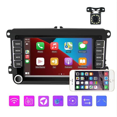 Autoradio Android 7 Pouces Avec CarPlay Sans Fil Et Caméra 12 Lumières YONIS
