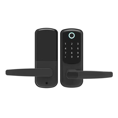Serrure intelligente 5-en-1 : Empreinte digitale, application, code PIN, carte RFID, clé Bluetooth - Clavier anti-intrusion, connectivité Wi-Fi/Bluetooth - Sécurité maison Airbnb Noir
