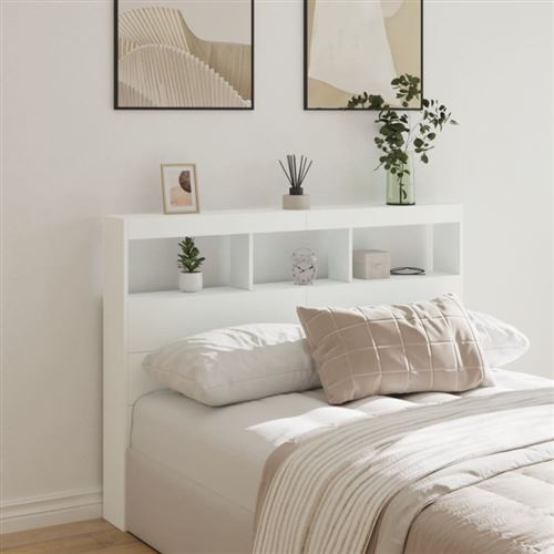 vidaXL Armoire tête de lit avec LED blanc 140x17x102 cm839196