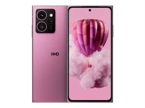 HMD Skyline - 5G smartphone - double SIM - RAM 8 Go / Mémoire interne 256 Go - microSD slot - écran pOLED - 6.55 - 2400 x 1080 pixels (144 Hz) - 3 x caméras arrière 108 MP, 13 MP, 50 MP - front camera 50 MP - rose néon
