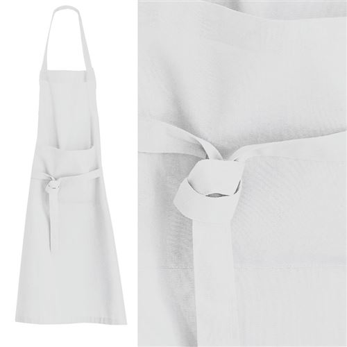Tablier en coton blanc pour adulte - 79 x 104 cm