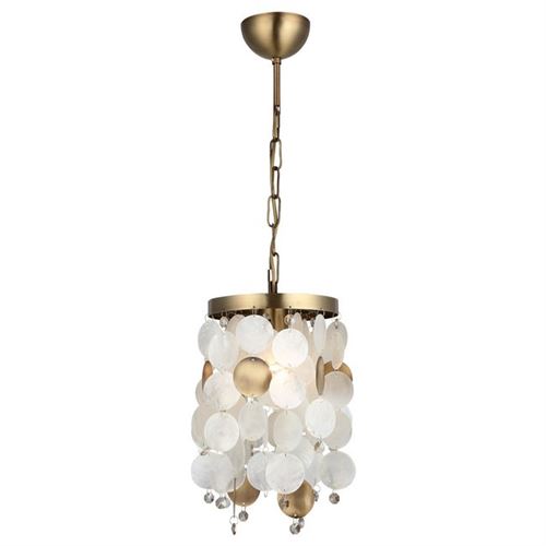 HOMEMANIA Lampe à Suspension Safari - Lustre - Lustre de plafond - Cuivre en Métal, Coquille, 18 x 18 x 70 cm, 1 x E27, 40 W