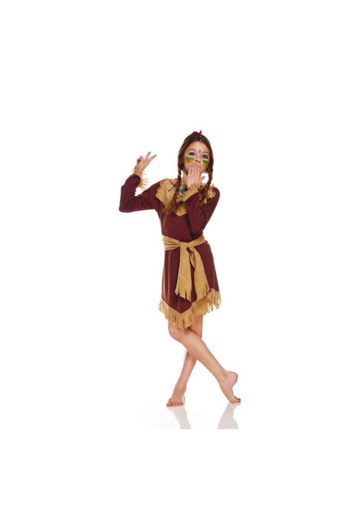 Costume Jolie Indienne Fille - Marron - 7/9 ans