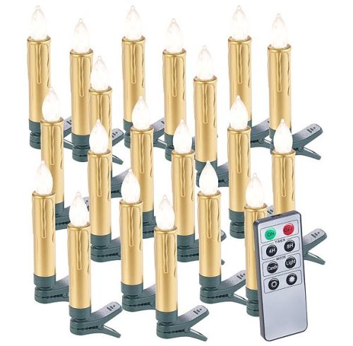 20 bougies LED pour sapin de Noël avec télécommande - coloris doré