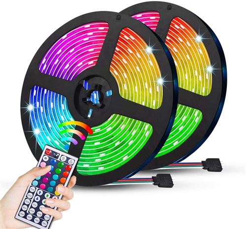 10€74 sur Ruban LED 20M Bande LED RGB Multicolores avec Télécommande à 44  Touches Synchroniser avec Rythme - Achat & prix