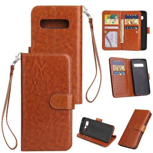 Etui en PU Support à 9 fentes marron pour votre Samsung Galaxy S10
