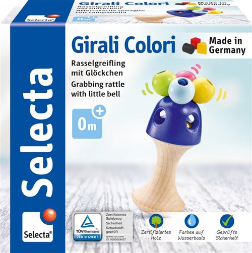 Selecta Spielzeug hochet junior Girali Colori10 cm bois naturel/bleu
