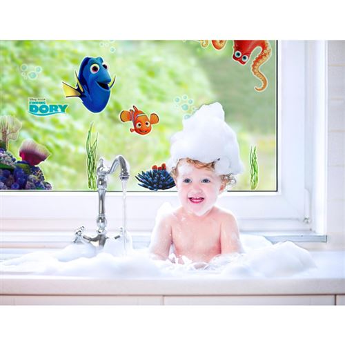 11 Stickers fenetre Le Monde de Dory Disney vue enfant qui prends son bain