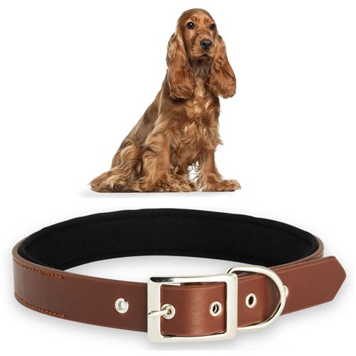 Collier marron ajustable ultra confort pour chien taille de cou M 40-50 cm