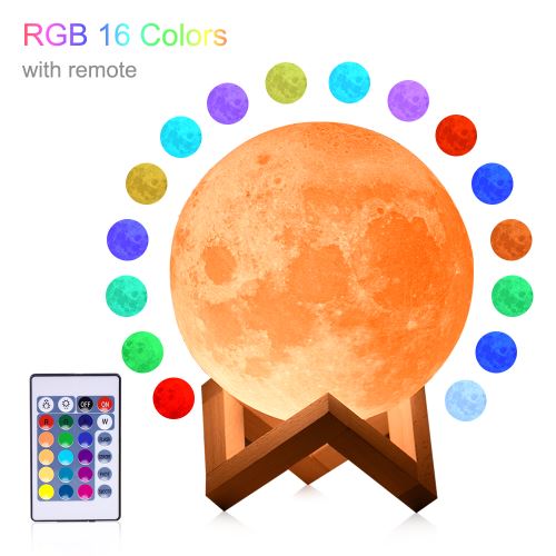 Non Communiqué Clair De Lune Lumière D'impression 3D Lumière De Nuit Usb Rechargeable Lumière 16 Changement De Couleur À Distance Cadeau De Lumière Led - Image 1