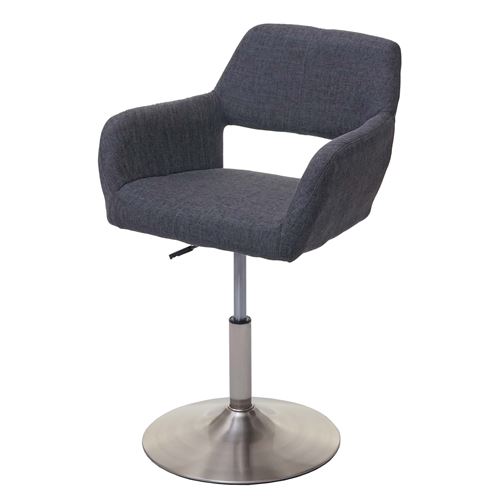 Chaise de salle à manger MENDLER HWC-A50 III tissu gris foncé pied en métal brossé