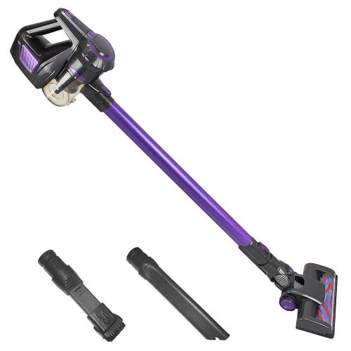 Todeco - Aspirateur Sans Fil Sans Sac, Aspirateur à Main, Violet/Gris, Accessoires: (1x) Buse à fente 2-en-1 (1x) Longue buse à fente (1x) Support mural