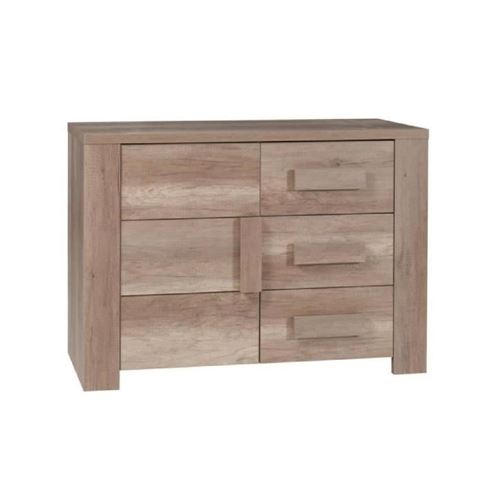 Buffet, bahut, enfilade petit modèle FARRA 1 porte, 3 tiroirs. Meuble idéal pour votre salon ou salle à manger