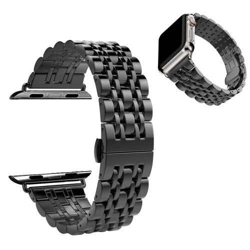 GENERIQUE - Bracelet de montre - Compatible Apple Watch 4 44mm - Acier inoxydable - Noir - Image 2