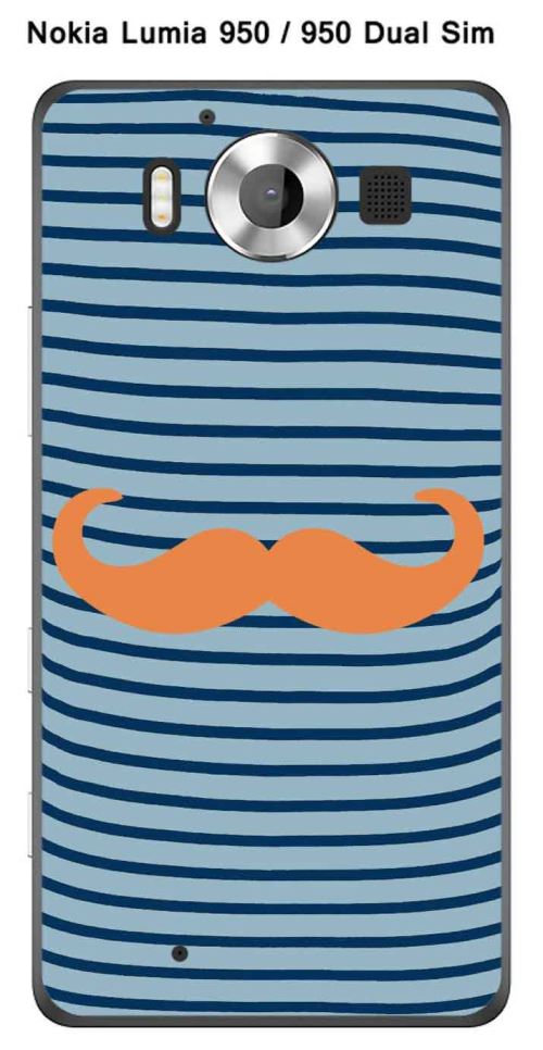 Coque Marinière Moustache - 1 Tangerine pour Nokia Lumia 950 - 950 Dual Sim