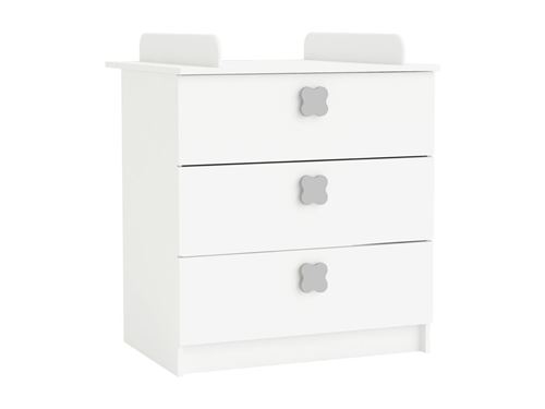 Clover Commode A Langer 3 Tiroirs Coloris Blanc Perle
