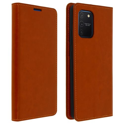 Housse pour Samsung Galaxy S10 Lite Cuir Véritable Porte cartes Support Vidéo marron
