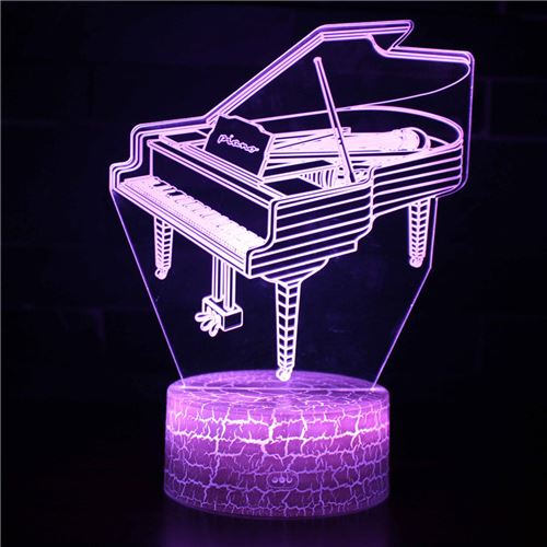Lampe 3D Tactile Veilleuses Enfant 7 Couleurs avec Telecommande - Instrument de musique #359