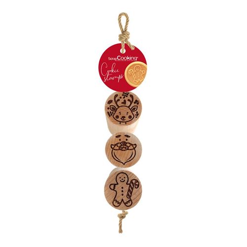 3 mini tampons pour biscuits - Renne, Pain d'épices, Père Noël - ScrapCooking