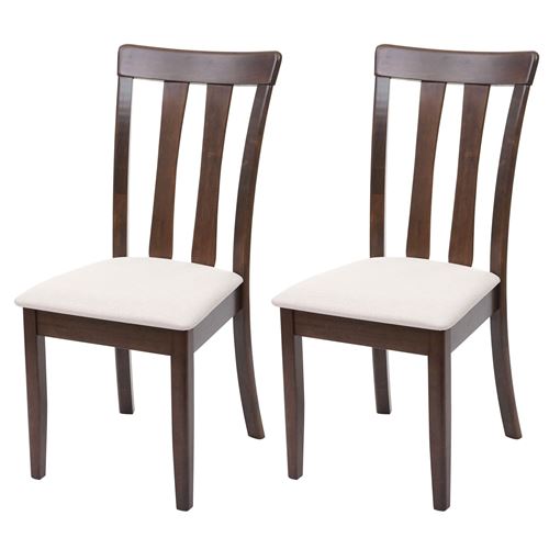 2x chaise de salle à manger MENDLER HWC-G46, tissu, en bois massif châssis foncé, beige