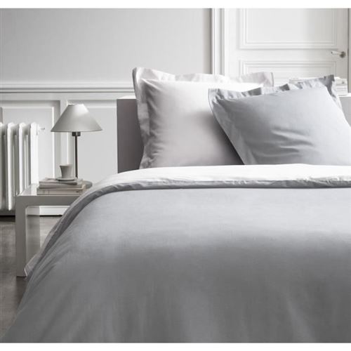 TODAY Parure de lit 240X260 2 personnes Percale bicolore blanc PREMIUM TODAY