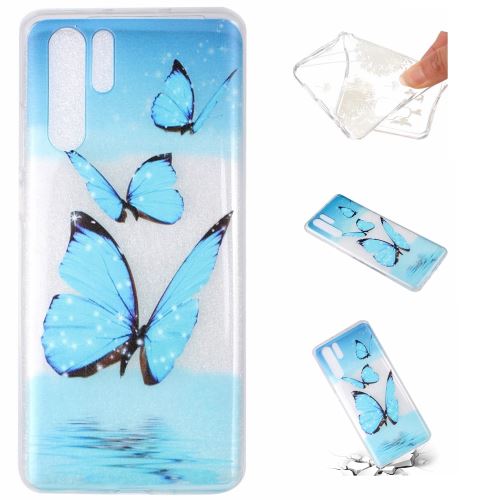 Coque en TPU motif de gaufrage papillon bleu pour votre Huawei P30 Pro