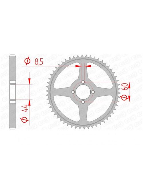 Couronne AFAM 54 dents acier standard pas 428 type 12222
