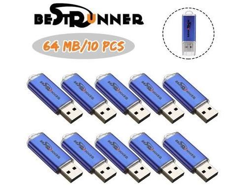 BESTRUNNER 10PCS 64MB 64MO CLE USB 2.0 Mémoire Flash Drive PC Bleu