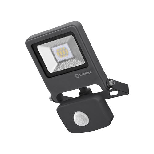 LEDVANCE Projecteur LED détecteur de mouvement - ENDURA® FLOOD Sensor / 10 W - 220…240 V - blanc chaud - 3000 K - aluminium - IP44}