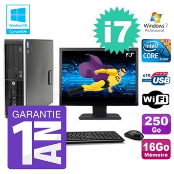 Pc hp 8200 sff intel i7-2600 16go disque 250go graveur wifi w7 ecran 19' - 1