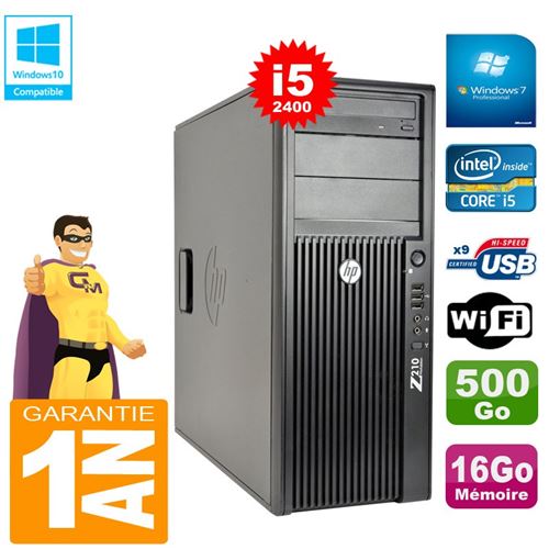 Pc tour hp workstation z210 i5-2400 ram 16go disque 500go graveur dvd wifi w7