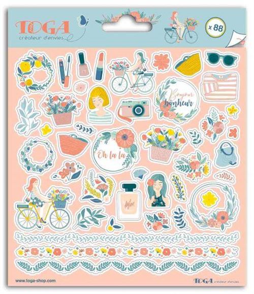 2 planches de stickers 15 x 15 cm - thème Ho la la