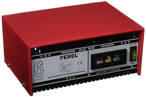 Chargeur Perel AC06 pour batteries plomb-acide 12 V, dimensions : 230 mm x 175 mm x 115 mm