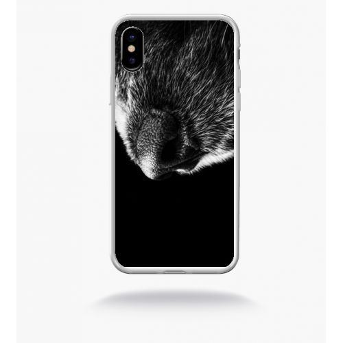 Coque truffe de chien compatible apple iphone x bord transparent