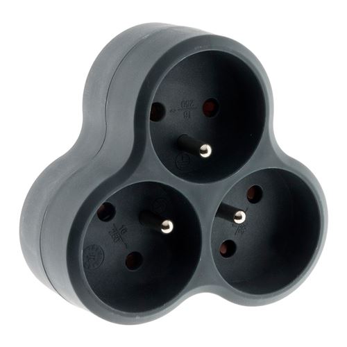 Zenitech Noir - Multiprise Triplite Triangulaire 16A