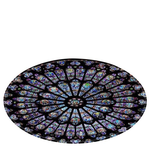 Notre-Dame de fenêtre en verre éléments Couverture ronde de bain tapis 120cm BT552