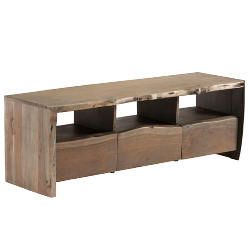 vidaXL Meuble TV Bois d'acacia massif Bordure assortie 120x35x40 cm
