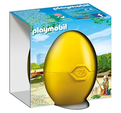 Playmobil 4944 - oeuf de p&acirc;ques - gardienne de zoo et alpaga 