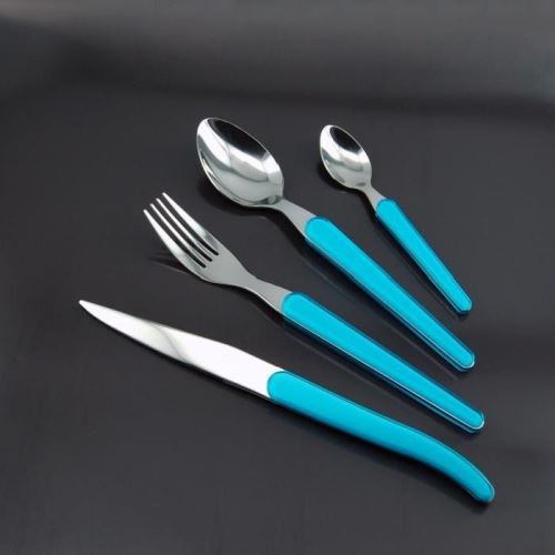Laguiole evolution 30020302 ménagere 16 pieces laguiole acidulé turquoise