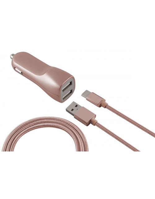 Cac 2usb 2,1a + Cable Micro Usb Rose Ksix