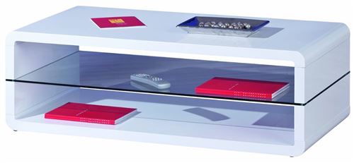 Table basse Xono coloris blanc laqué, 120 x 60 x 40 cm -PEGANE-