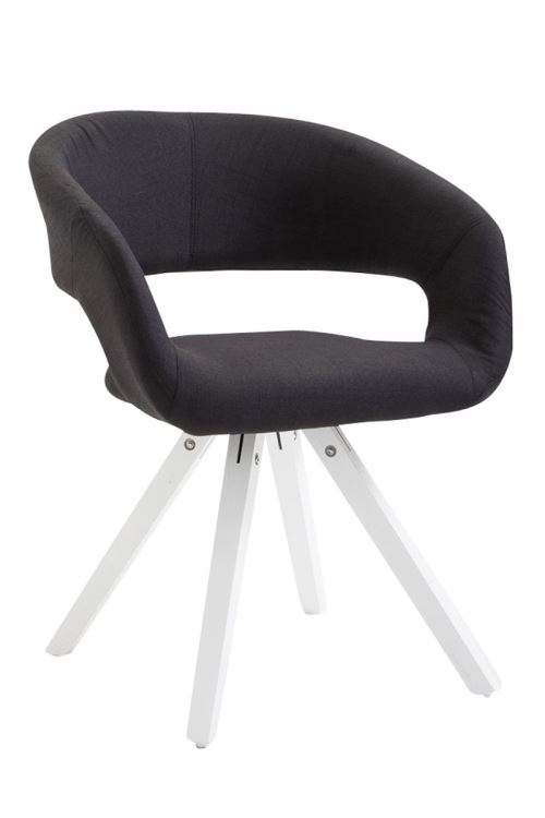Chaise de salle à manger Suez tissu - Style scandinave - Piètement Blanc - Couleur Noir