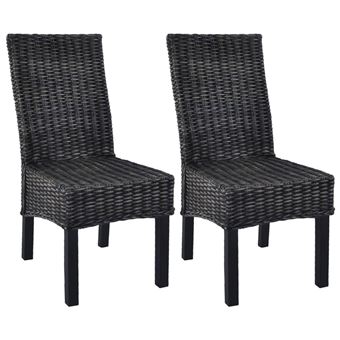 vidaXL Chaise de salle à manger 2 pcs Rotin kubu et bois de manguier vidaXL Chaise de salle à manger 2 pcs Rotin kubu et bois de manguier