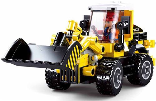 4 véhicules de chantier + accessoires (briques Lego) - SLUBAN M38-B0810 -  Travaux publics / camions Pelleteuses - UniversMini
